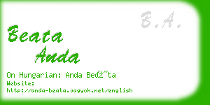 beata anda business card